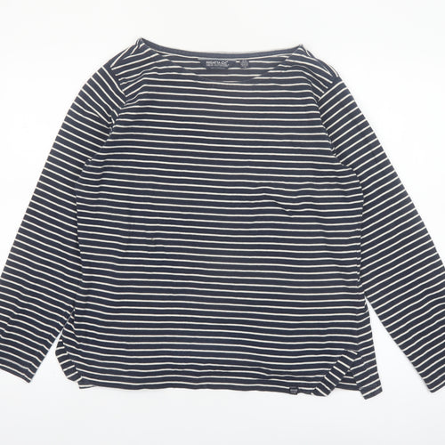 Regatta Womens Blue Striped Long Sleeve Cotton T-Shirt Size 16