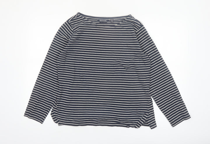 Regatta Womens Blue Striped Long Sleeve Cotton T-Shirt Size 16