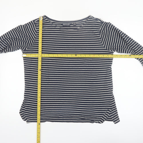 Regatta Womens Blue Striped Long Sleeve Cotton T-Shirt Size 16