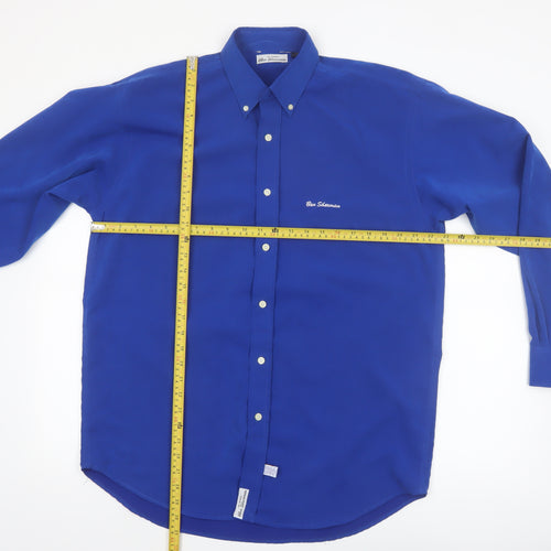 Ben Sherman Men Blue Long Sleeve Button-Down Regular Fit Shirt M