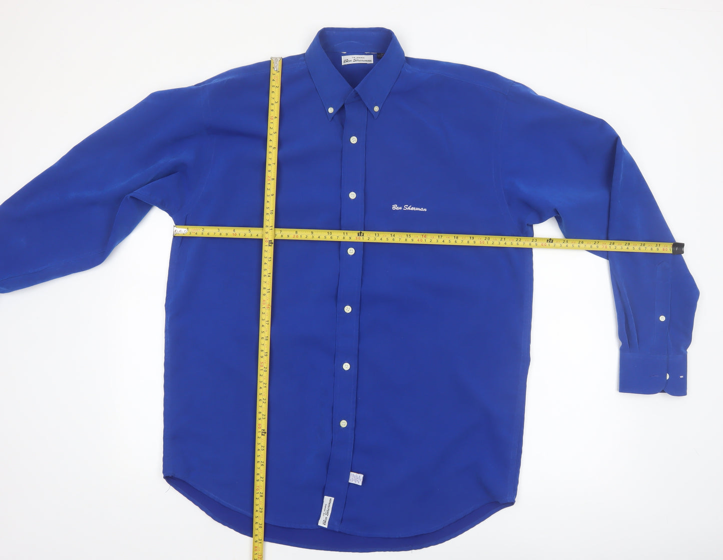 Ben Sherman Men Blue Long Sleeve Button-Down Regular Fit Shirt M