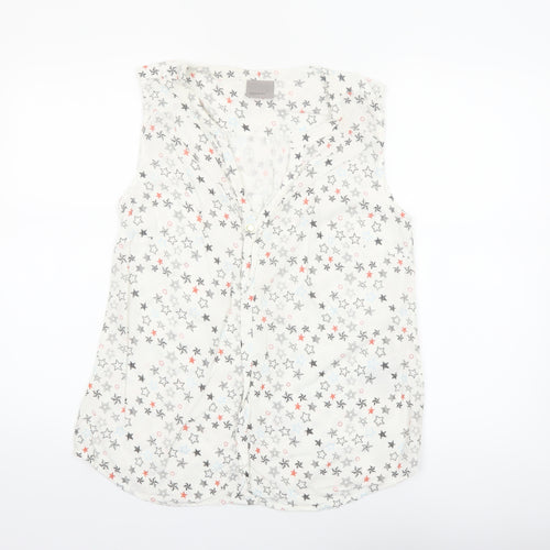 Vero Moda Women's White Star Print Sleeveless Viscose Blouse L