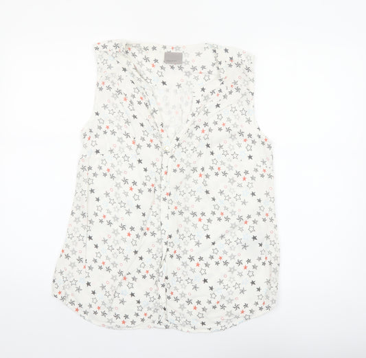 Vero Moda Women's White Star Print Sleeveless Viscose Blouse L