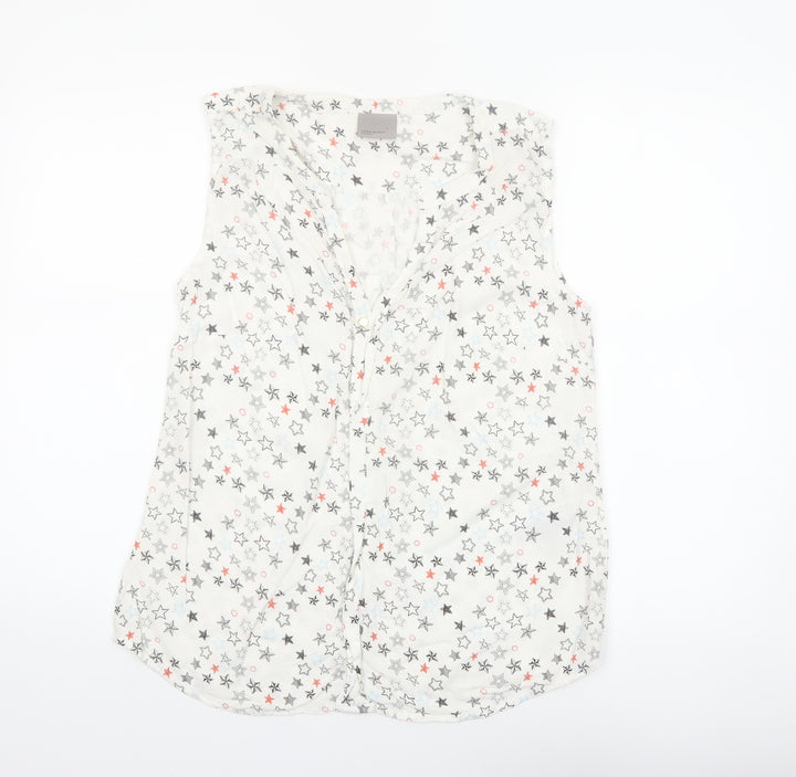 Vero Moda Women's White Star Print Sleeveless Viscose Blouse L