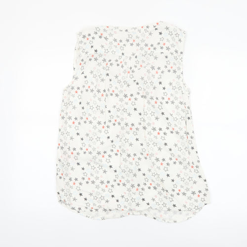 Vero Moda Women's White Star Print Sleeveless Viscose Blouse L