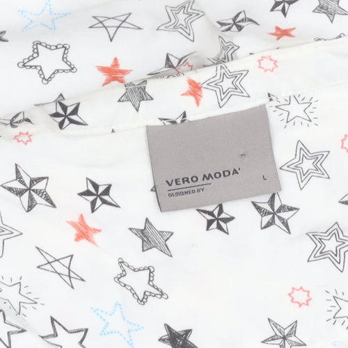 Vero Moda Women's White Star Print Sleeveless Viscose Blouse L