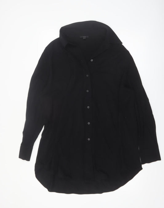 COS Women’s Black Long Sleeve Cotton Button-Up Shirt Size L