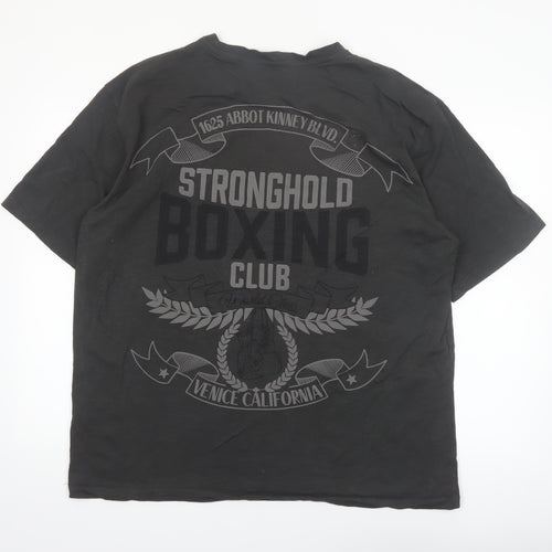 The Stronghold Men's Black XL Relaxed Fit Boxing Club T-Shirt