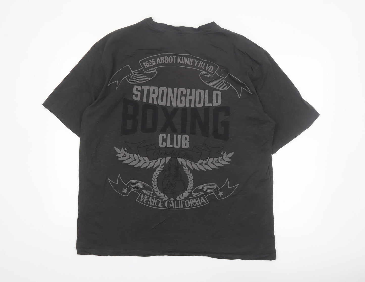 The Stronghold Men's Black XL Relaxed Fit Boxing Club T-Shirt