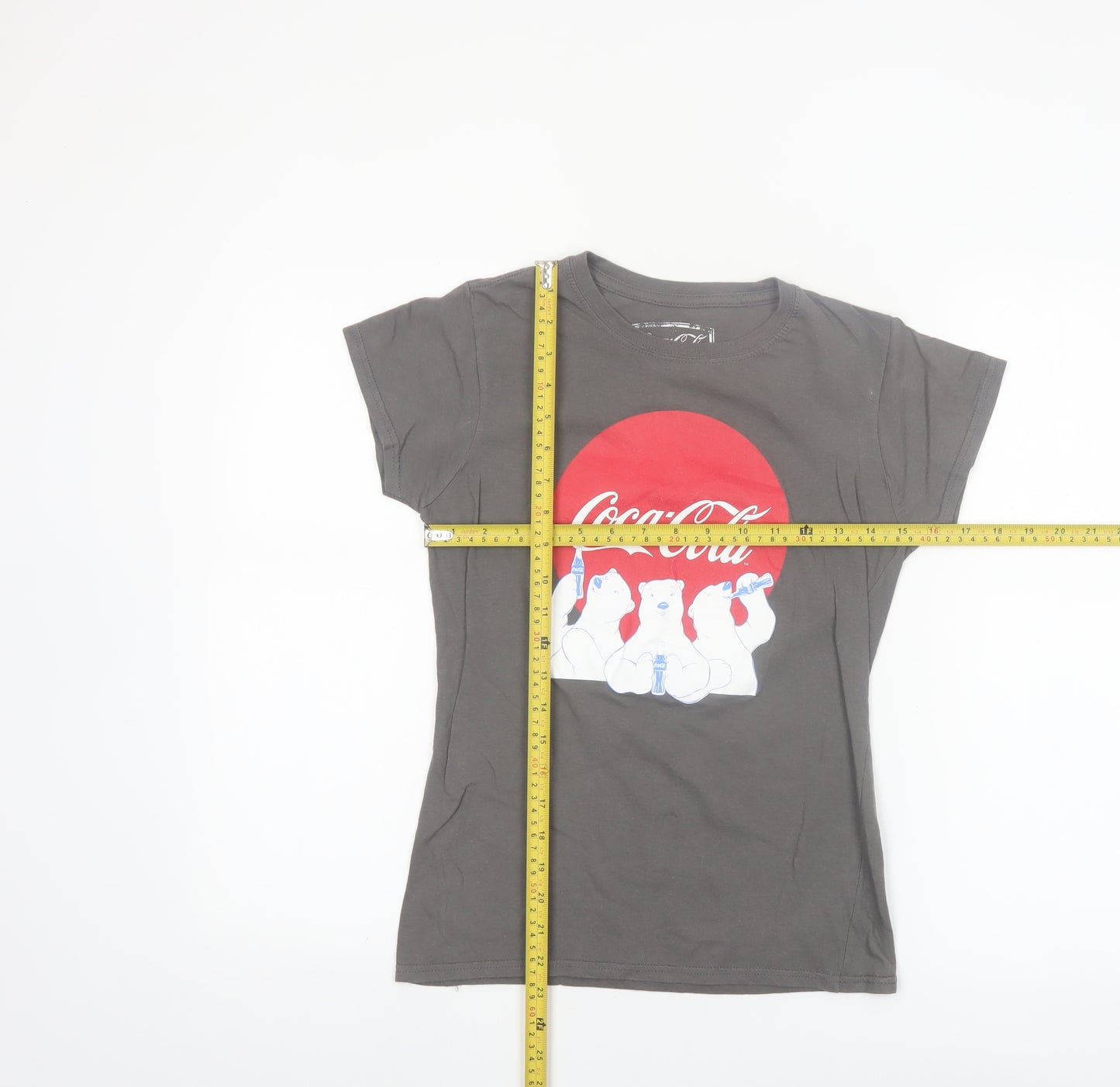 Coca-Cola Womens Grey Polar Bear Graphic T-Shirt Size S