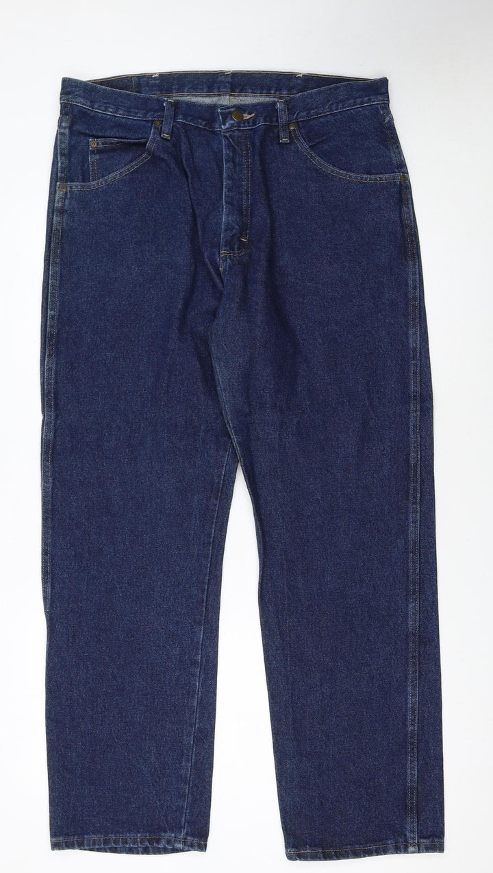 Wrangler Men's Blue Regular Fit Straight Leg Jeans 36x30