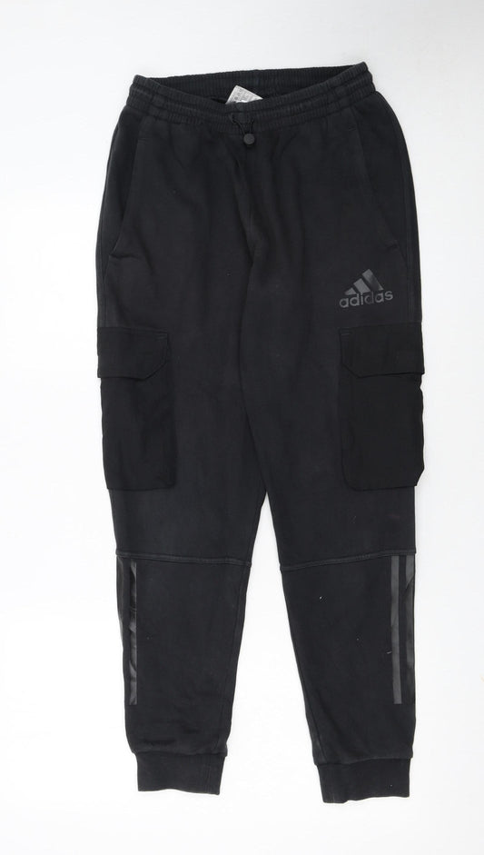 Adidas Men’s Black Cargo Jogger Trousers S Regular Fit