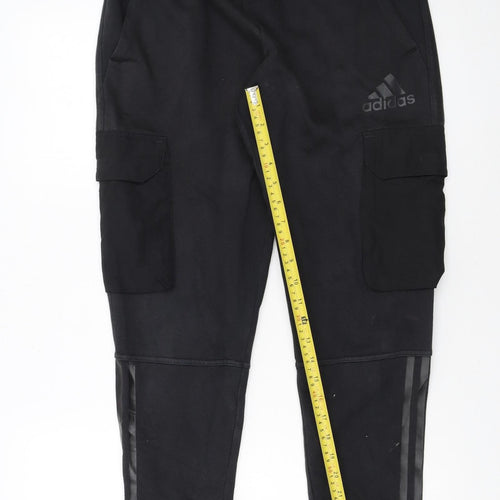 Adidas Men’s Black Cargo Jogger Trousers S Regular Fit