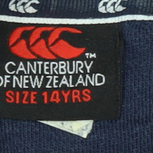 Canterbury Boys Blue Pullover Hoodie 14 Years Regular Fit Rugby Logo Sweatshirt