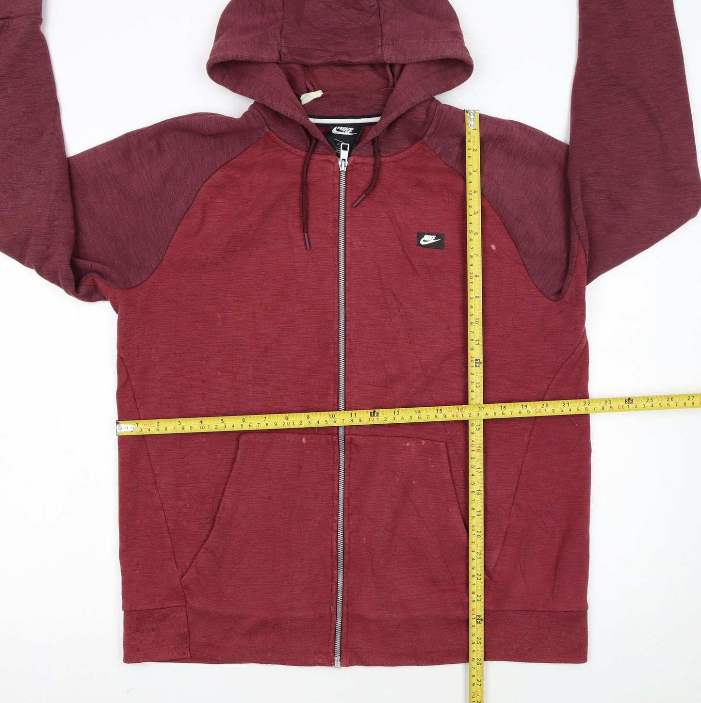 Nike Men's Red Full Zip Hoodie Large Cotton Blend