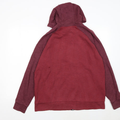 Nike Men's Red Full Zip Hoodie Large Cotton Blend