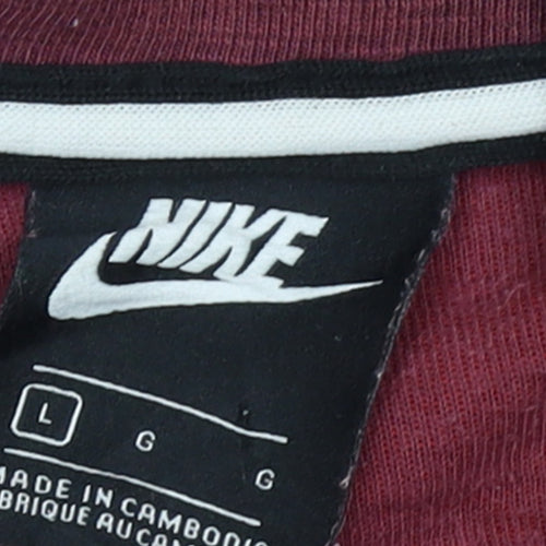 Nike Men's Red Full Zip Hoodie Large Cotton Blend