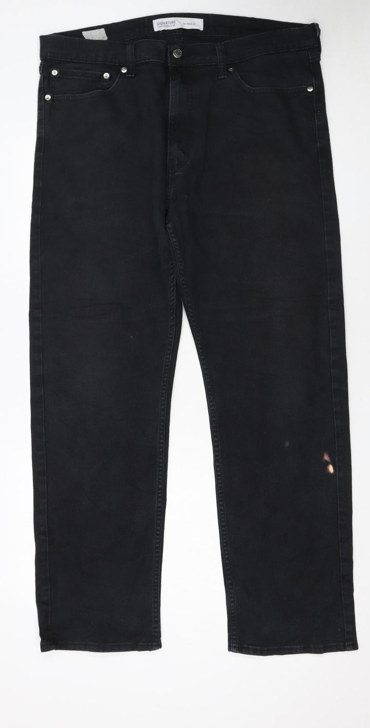 Levi Strauss & Co Men’s Black Straight Regular Fit Jeans 38x32