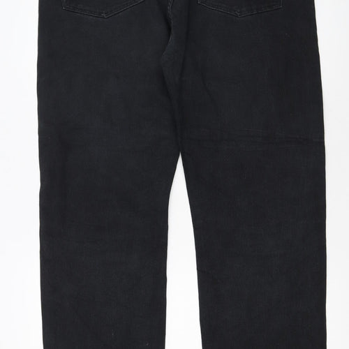 Levi Strauss & Co Men’s Black Straight Regular Fit Jeans 38x32