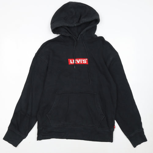 Levi's Women's Black Relaxed Pullover Hoodie Small Cotton Logo