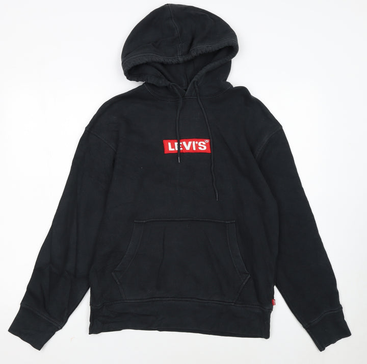 Levi's Women's Black Relaxed Pullover Hoodie Small Cotton Logo