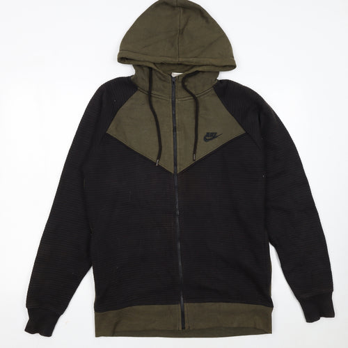 Nike Men's Green & Black Full Zip Hoodie Size L with Logo