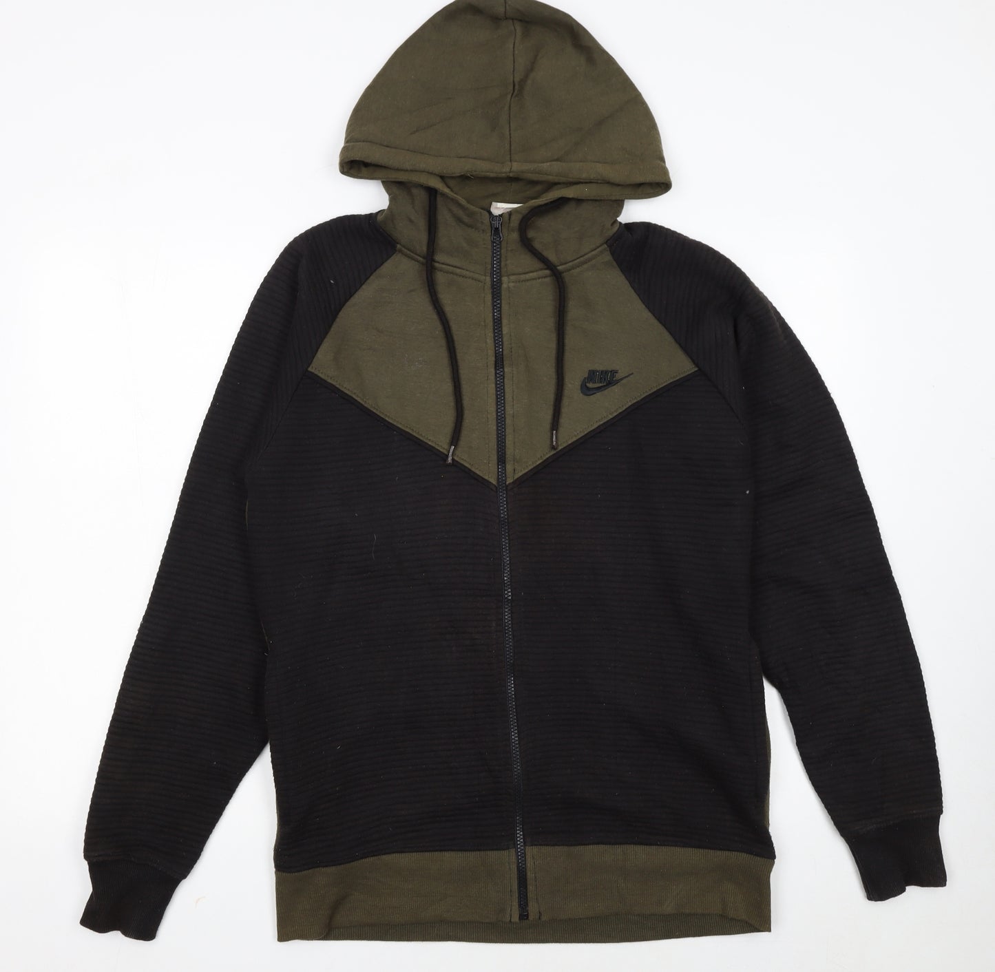 Nike Men's Green & Black Full Zip Hoodie Size L with Logo