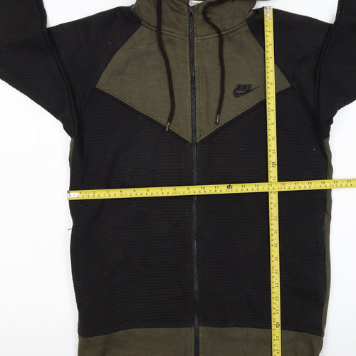 Nike Men's Green & Black Full Zip Hoodie Size L with Logo
