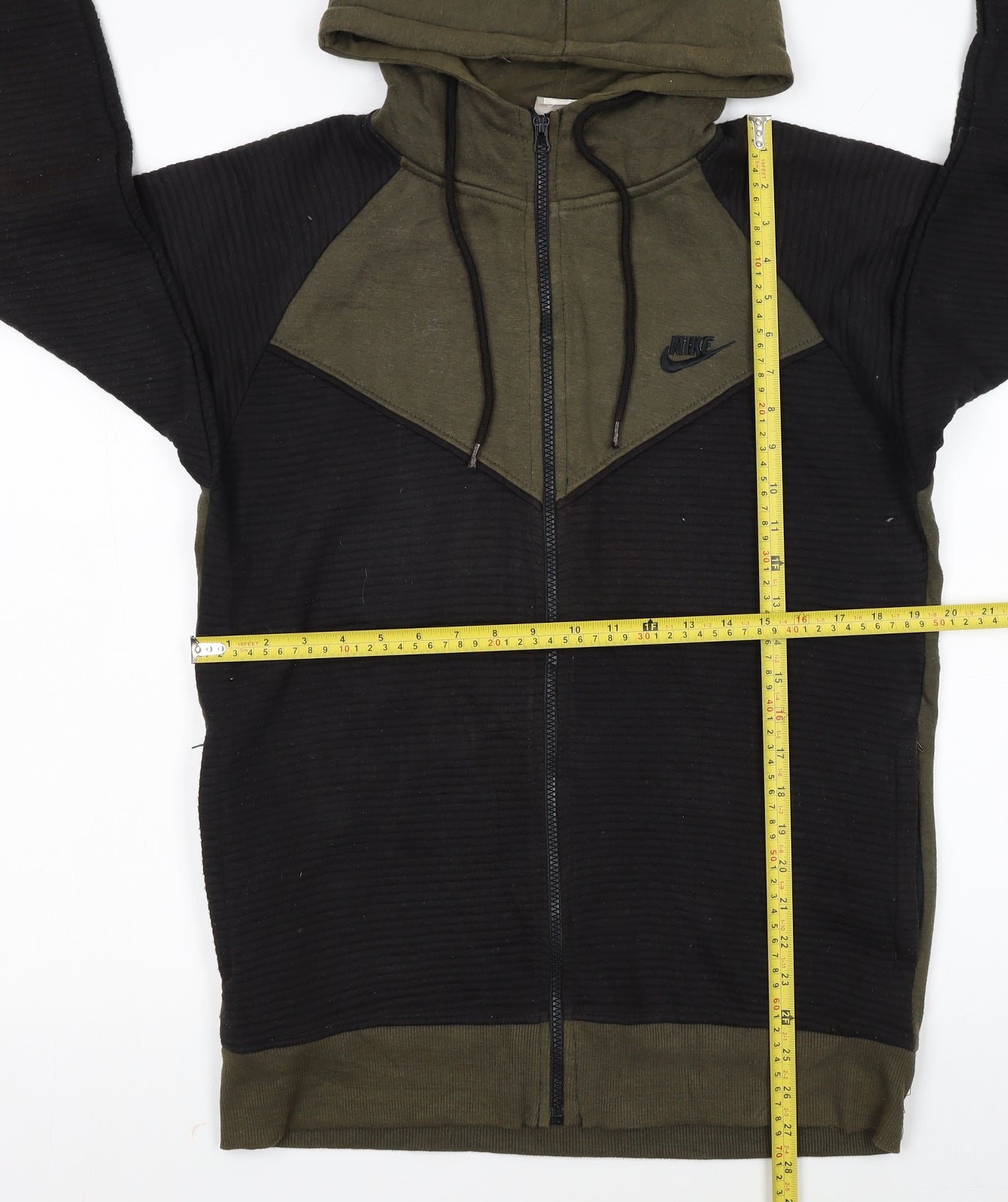Nike Men's Green & Black Full Zip Hoodie Size L with Logo