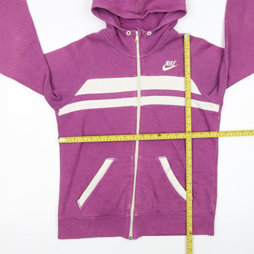 Nike Womens Purple Full Zip Hoodie Size L 12-14 Cotton Blend Sportswear