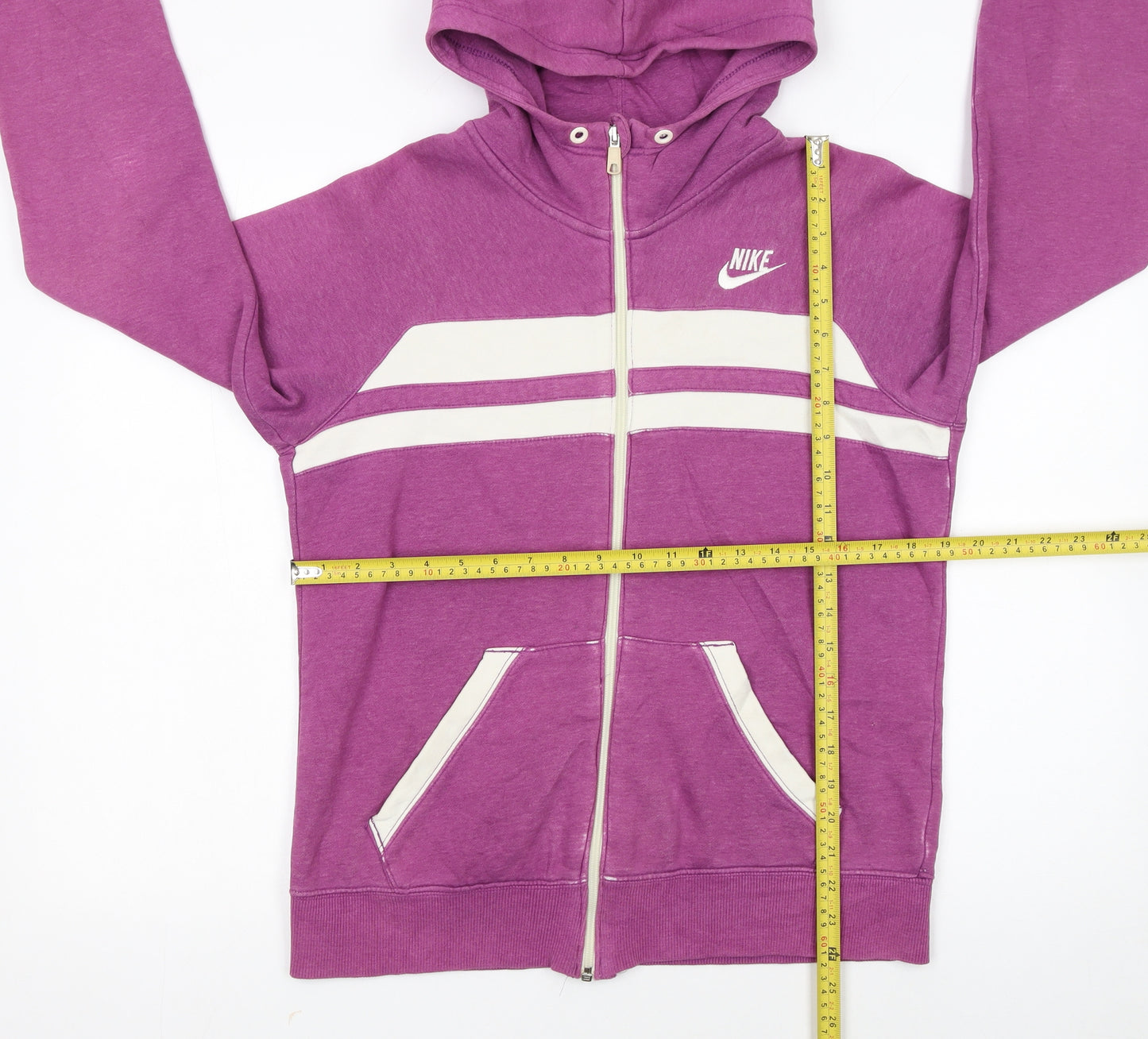 Nike Womens Purple Full Zip Hoodie Size L 12-14 Cotton Blend Sportswear