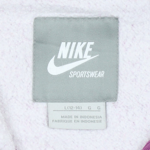Nike Womens Purple Full Zip Hoodie Size L 12-14 Cotton Blend Sportswear