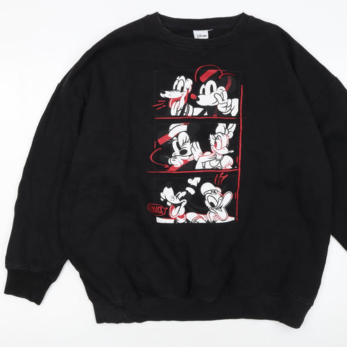 Disney Black Women's Sweatshirt Size 10/12 Mickey & Friends Graphic Pullover