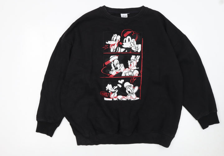 Disney Black Women's Sweatshirt Size 10/12 Mickey & Friends Graphic Pullover