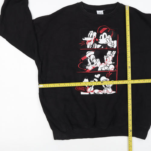 Disney Black Women's Sweatshirt Size 10/12 Mickey & Friends Graphic Pullover