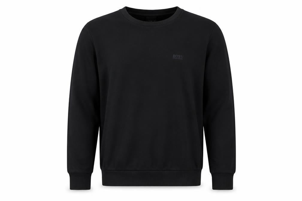 Front view of Hugo Boss Men's Black XL Pullover Crew Neck Sweatshirt