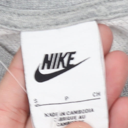 Nike Womens Grey Logo Crew Neck Pullover Sweatshirt Size S