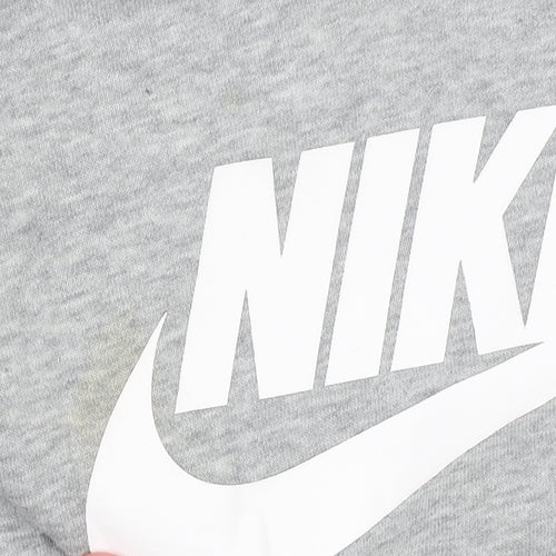 Nike Womens Grey Logo Crew Neck Pullover Sweatshirt Size S