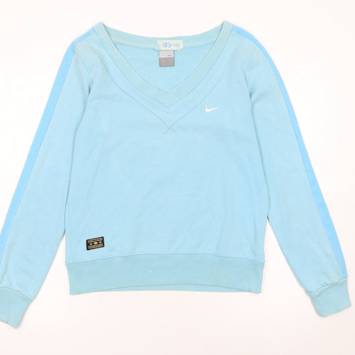 Nike Women Blue V-Neck Pullover Sweatshirt Size L 14/16
