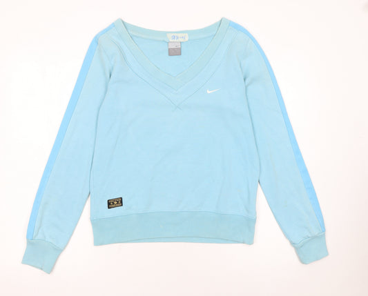 Nike Women Blue V-Neck Pullover Sweatshirt Size L 14/16