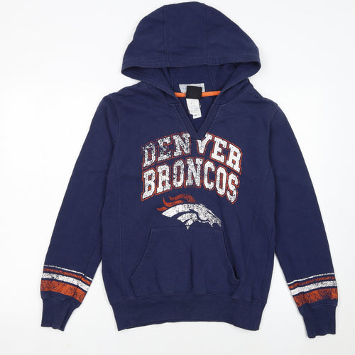 NFL Team Apparel Womens Blue Medium Denver Broncos Pullover Hoodie