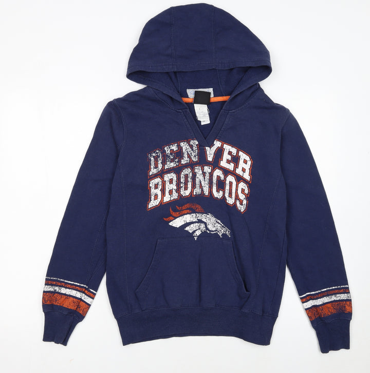 NFL Team Apparel Womens Blue Medium Denver Broncos Pullover Hoodie