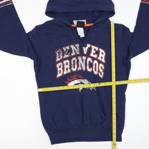 NFL Team Apparel Womens Blue Medium Denver Broncos Pullover Hoodie