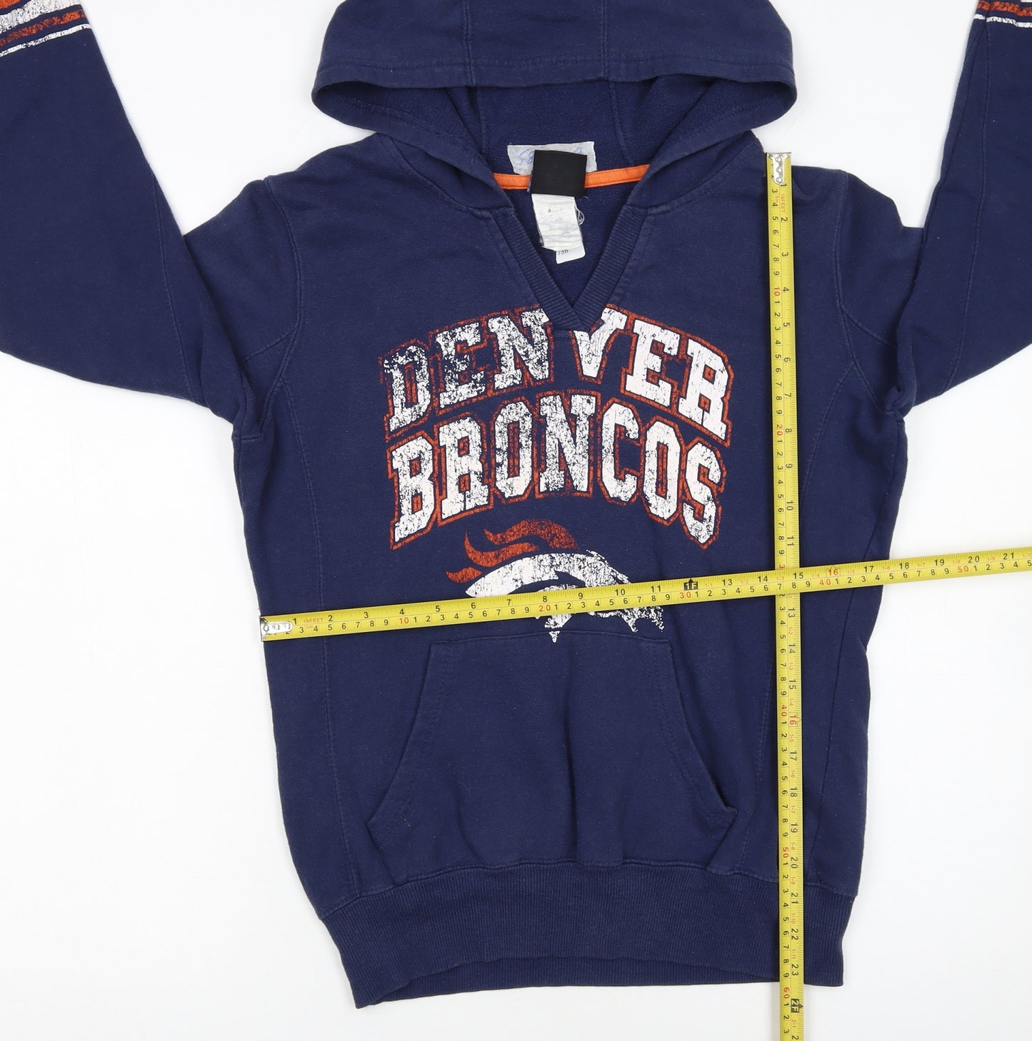 NFL Team Apparel Womens Blue Medium Denver Broncos Pullover Hoodie