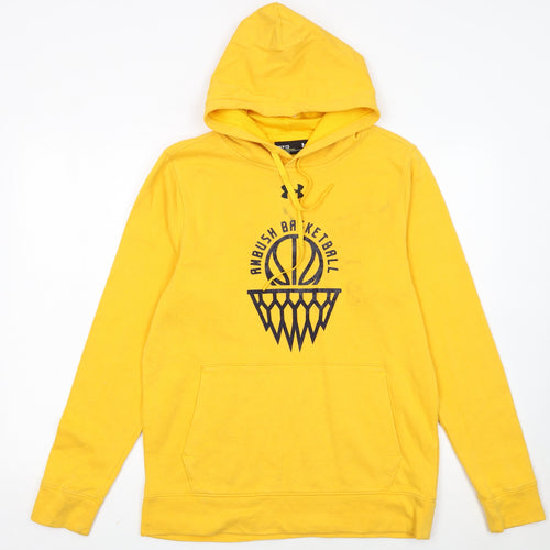 Under Armour Men's Yellow Pullover Hoodie Size S Basketball Graphic