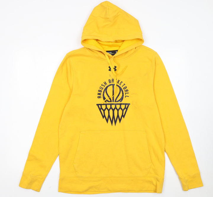 Under Armour Men's Yellow Pullover Hoodie Size S Basketball Graphic
