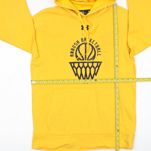Under Armour Men's Yellow Pullover Hoodie Size S Basketball Graphic