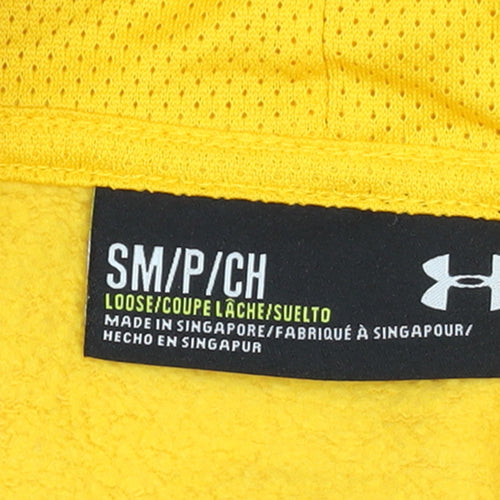Under Armour Men's Yellow Pullover Hoodie Size S Basketball Graphic
