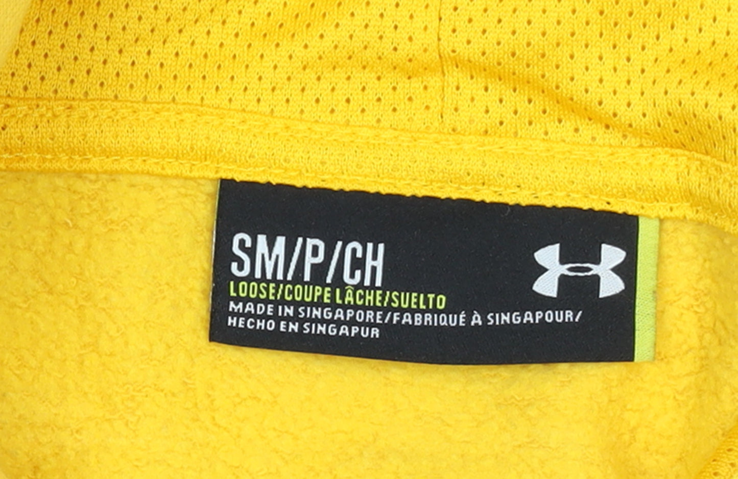 Under Armour Men's Yellow Pullover Hoodie Size S Basketball Graphic