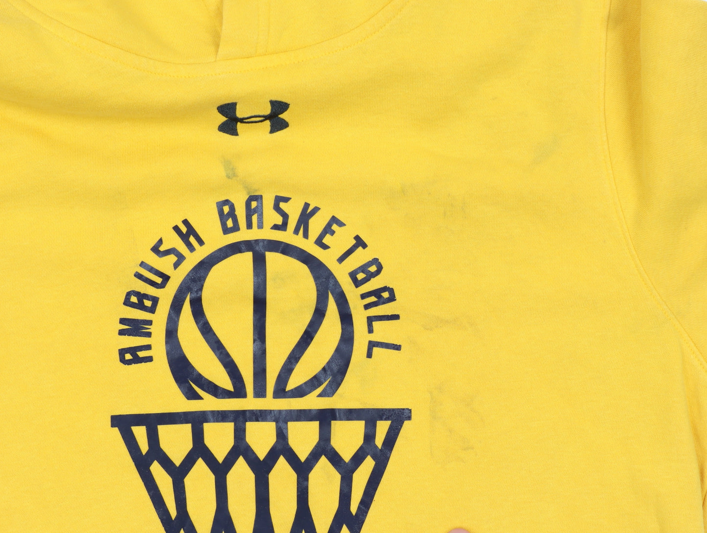 Under Armour Men's Yellow Pullover Hoodie Size S Basketball Graphic